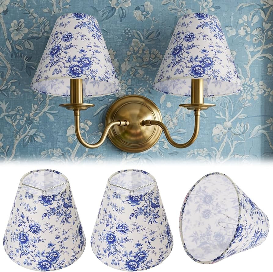 VIHOSE 2 Pcs Small Lamp Shade Sconce Lamp Shade 3 Top x 6'' Bottom x 5'' Slant French Countryside... | Amazon (US)