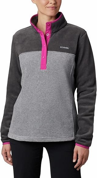 Amazon.com: Columbia Women's Benton Springs 1/2 Snap Pullover, Light Grey Heather/Shark, Large : ... | Amazon (US)