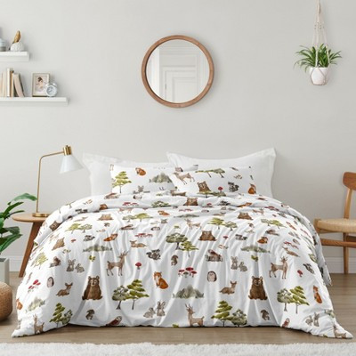 Sweet Jojo Designs Gender Neutral Unisex Full/Queen Comforter Bedding Set Watercolor Woodland Forest Animals Green Brown White 3pc | Target