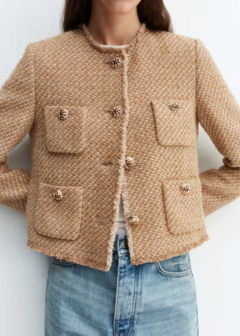 Tweed jacket with jewel buttons | MANGO (US)