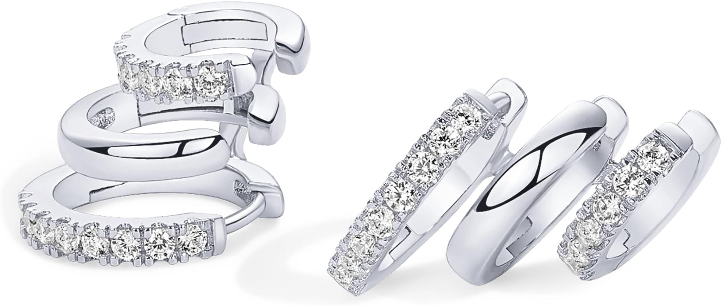 PAVOI 14K Gold Plated Sterling Silver Posts Triple Hoop Statement Earrings | No Piercing Multi Hu... | Amazon (US)