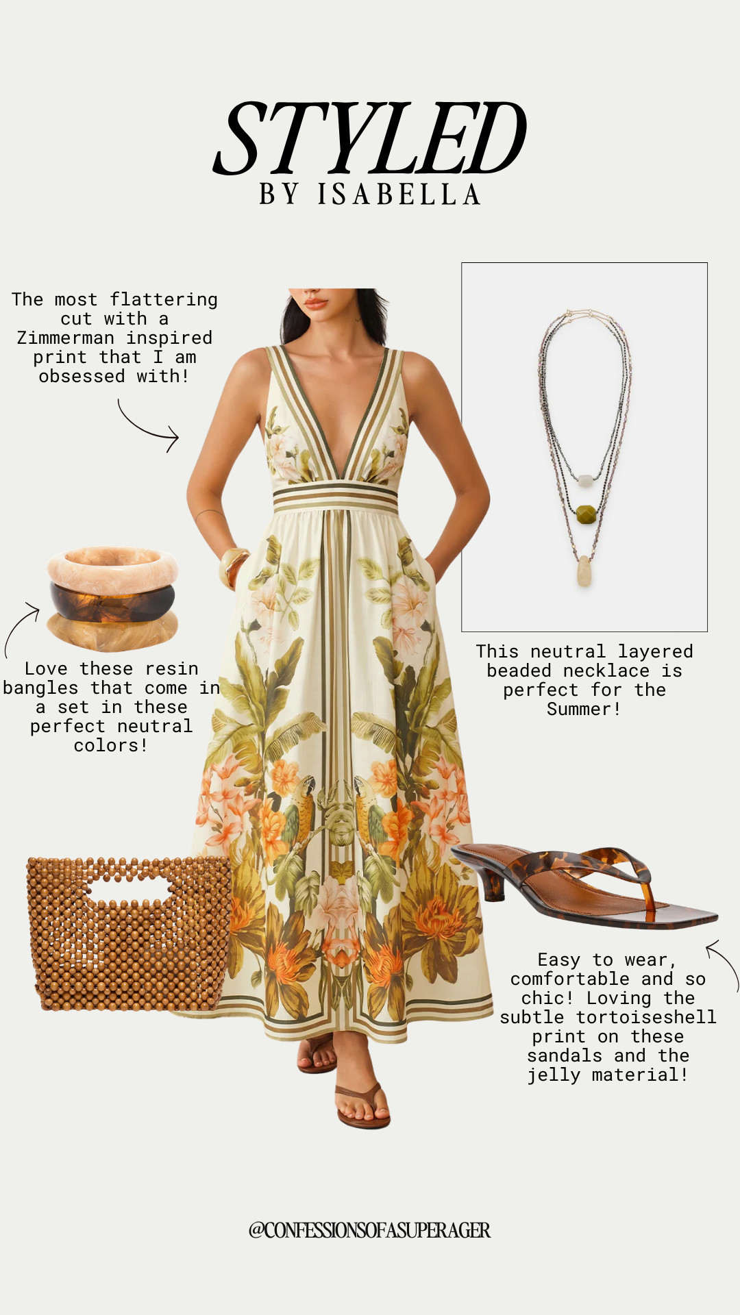 This tropical floral maxi dress is giving effortless luxury vacation style 🌿✨ With its flattering silhouette, Zimmerman-inspired print, neutral accessories, and chic tortoiseshell sandals, this is the perfect summer wedding guest dress, resort wear look, or elevated vacation outfit. I’m obsessed with the earthy tones, layered jewelry, and woven bag for the ultimate classy coastal aesthetic. Shop the full look now on LTK! 🤍 #SummerStyle #VacationOutfit #ResortWear #MaxiDress #TropicalPrint #ZimmermanInspired #WeddingGuestDress #CoastalChic #NeutralStyle #LuxuryStyle #SummerFashion #BeachVacationStyle #ElegantStyle #FashionOver40 #Over50Style #LTKStyle #LTKFinds #TimelessFashion #VacationFashion #ConfessionsOfASuperager

#LTKootd #LTKSeasonal #LTKOver40