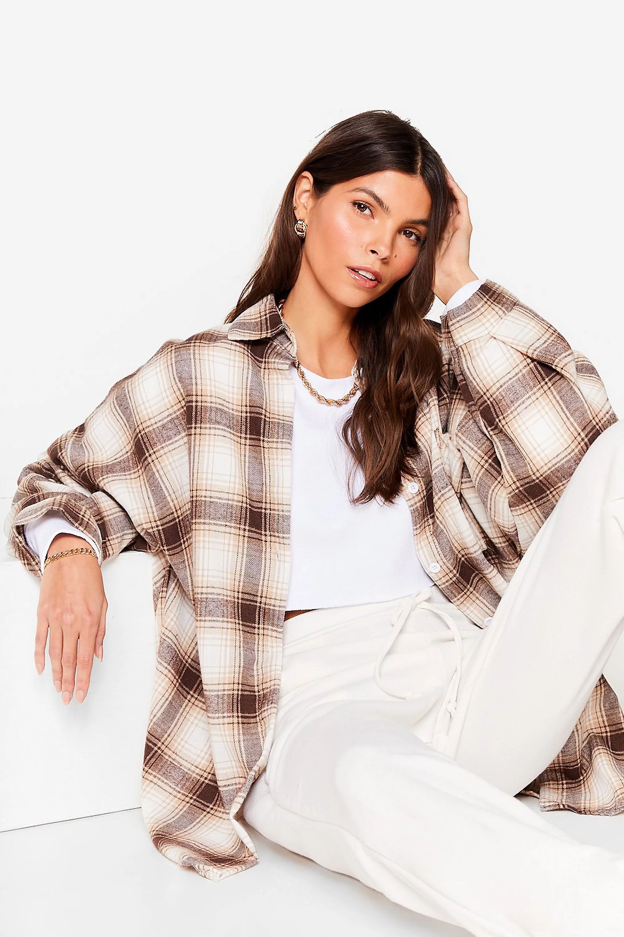 Pocket Oversized Button Down Check Shirt | Nasty Gal (US)