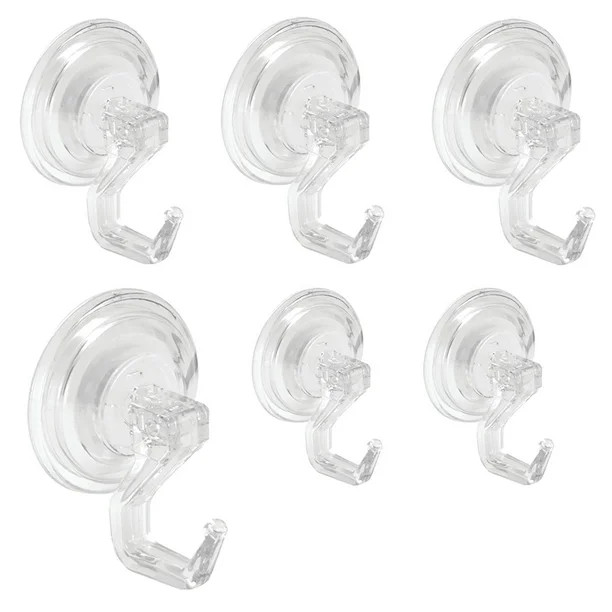 Mainstays, Clear Assorted Power Lock Suction Storage Hooks, Set of 6 Hooks - Walmart.com | Walmart (US)