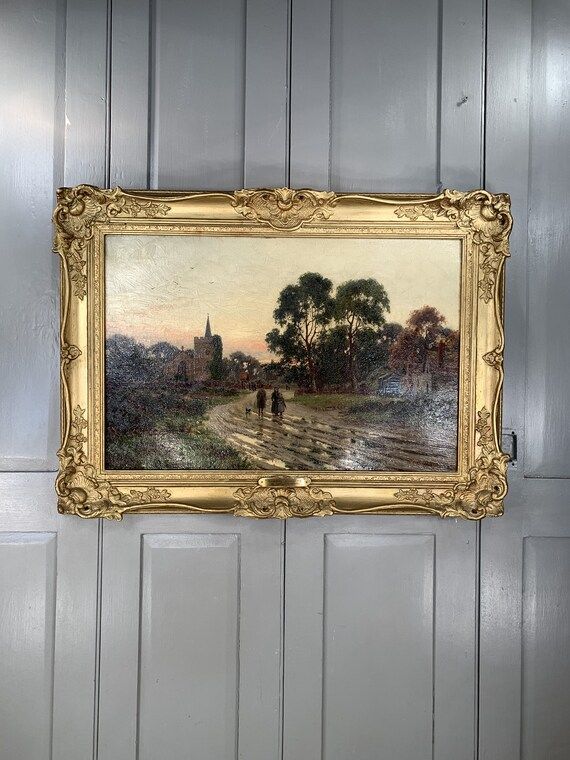 Antique Victorian landscape oil painting in gilt gesso frame | Etsy | Etsy (US)
