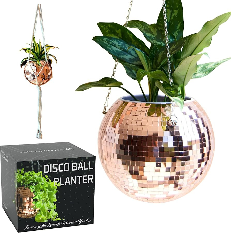 SCANDINORDICA Disco Ball Planter – Value Package: Mirror Disco Planter with Chain, Macrame Hang... | Amazon (US)