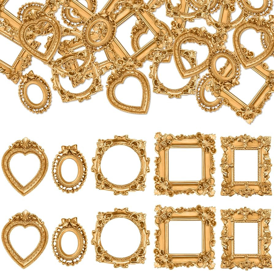 Vicenpal 40 Pcs Vintage Mini Picture Frames Baroque Antique Small Resin Jewelry Display Table Fra... | Amazon (US)