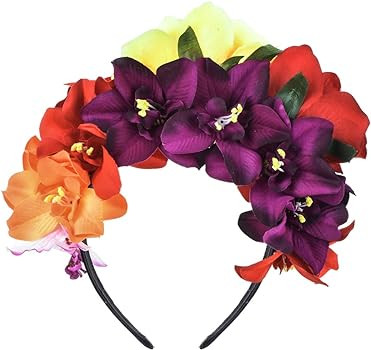 Halloween Flower Crown Headband Dia de Los Muertos Headpiece Party Costume NC27 | Amazon (US)