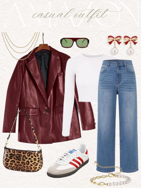 Beautiful and trendy amazon burgundy leather blazer outfit inspo! #Founditonamazon #amazonfashion #inspire #womensstyle Amazon fashion outfit inspiration 

#LTKstyletip #LTKfindsunder100 #LTKfindsunder50