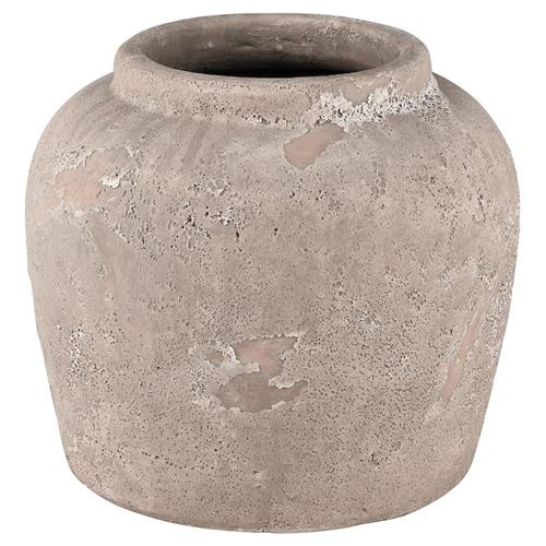 Roberta Industrial Loft Grey Textured Terracotta Decorative Table Vase | Kathy Kuo Home