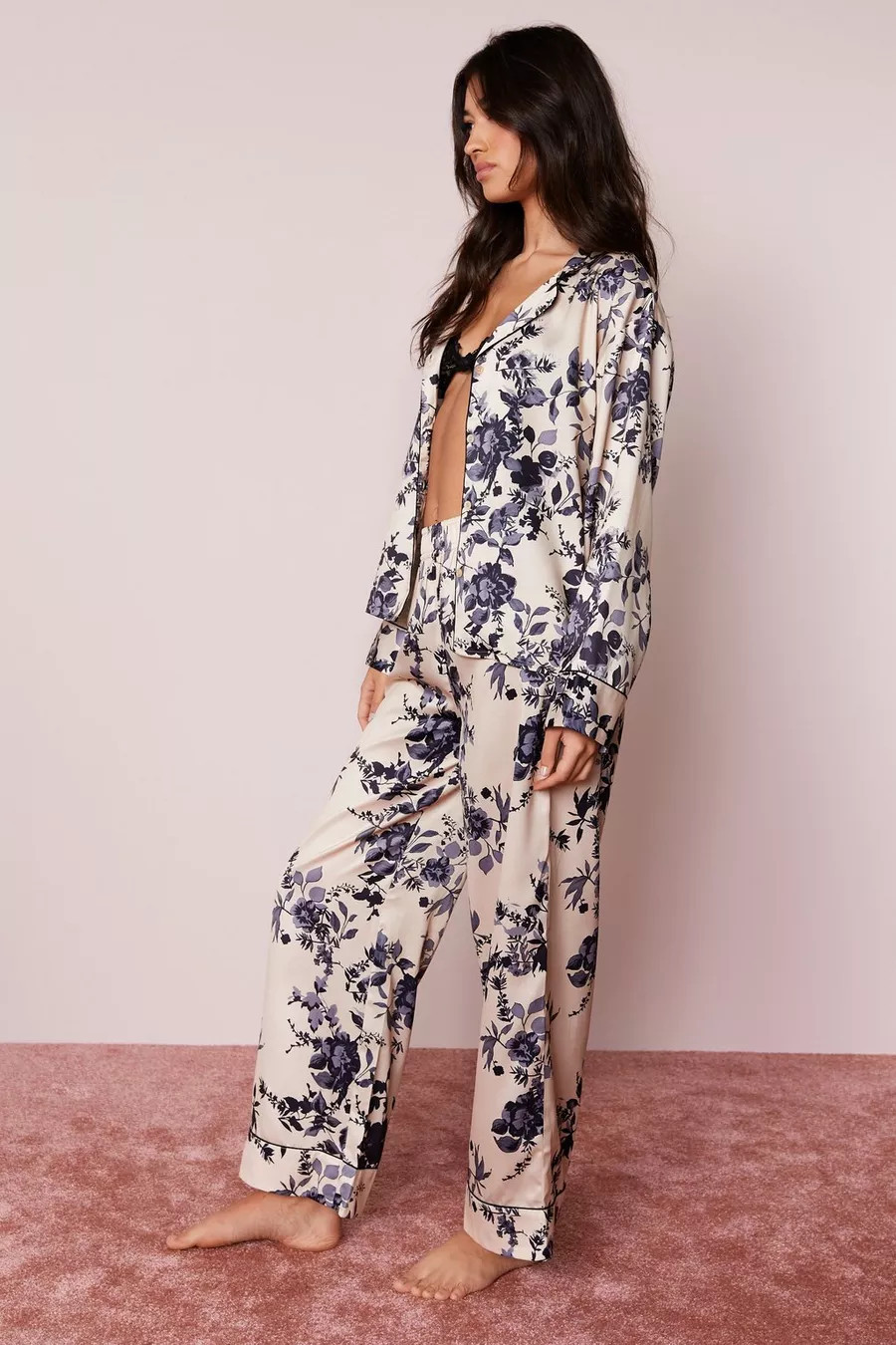 Satin Floral Pajama Pants Set | Nasty Gal US