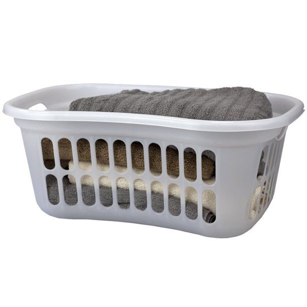 HB Curved Hip Holding Large Capacity Plastic Laundry Basket, White | Walmart (US)