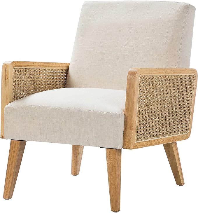 Delphine Cane Fabric Linen Accent Chair - Linen | Amazon (US)