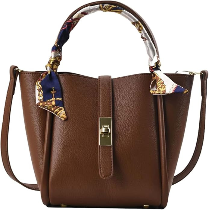 MakeMeChic Women's Scarf HandBags PU Leather Old Money Elegant Bucket Handbags | Amazon (US)