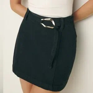 Reformation Tatiana Belted Denim Mini Skirt Vana - Size 26 | Poshmark