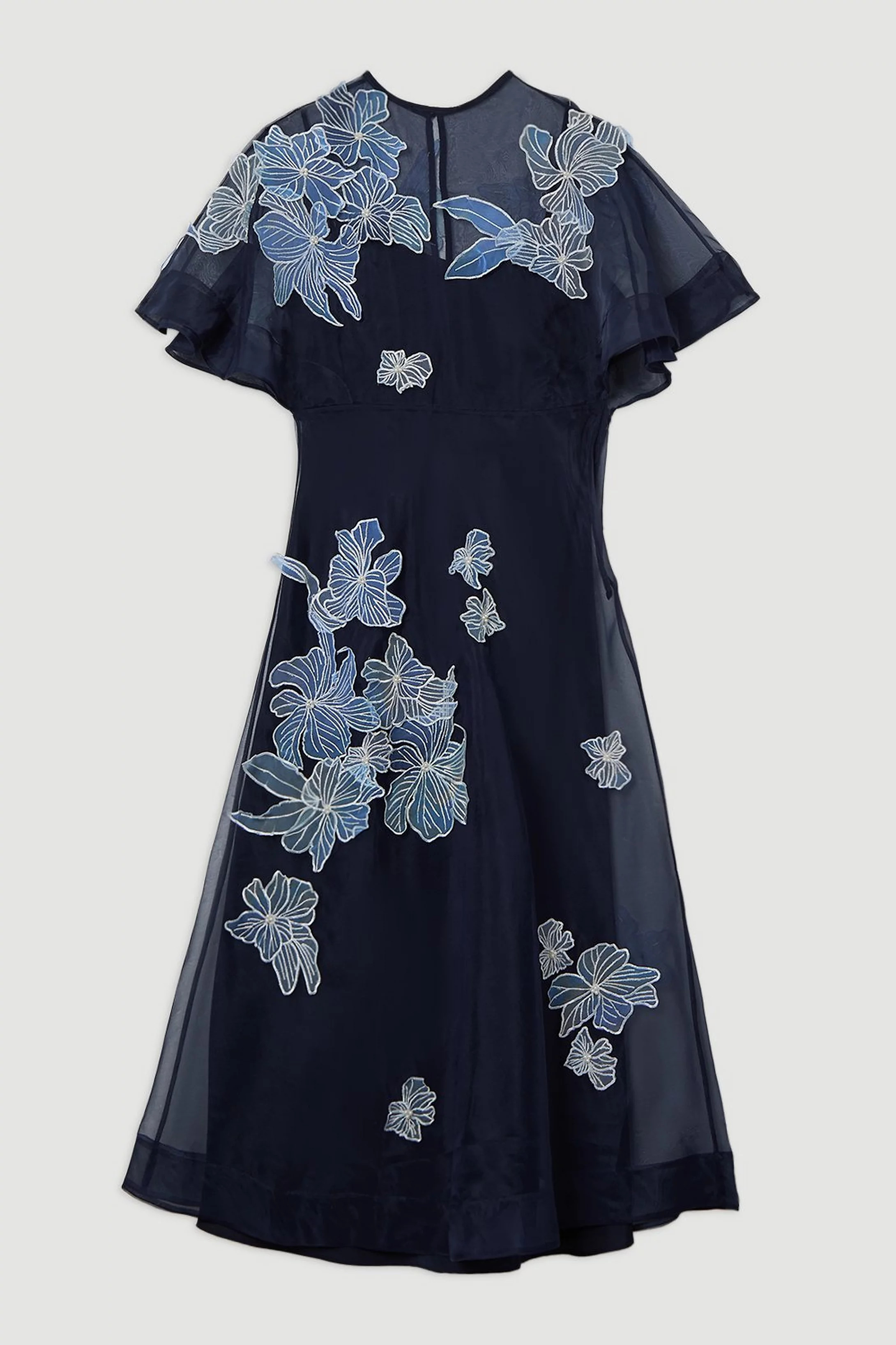 Floral Applique Organdie Woven Maxi Dress | Karen Millen US