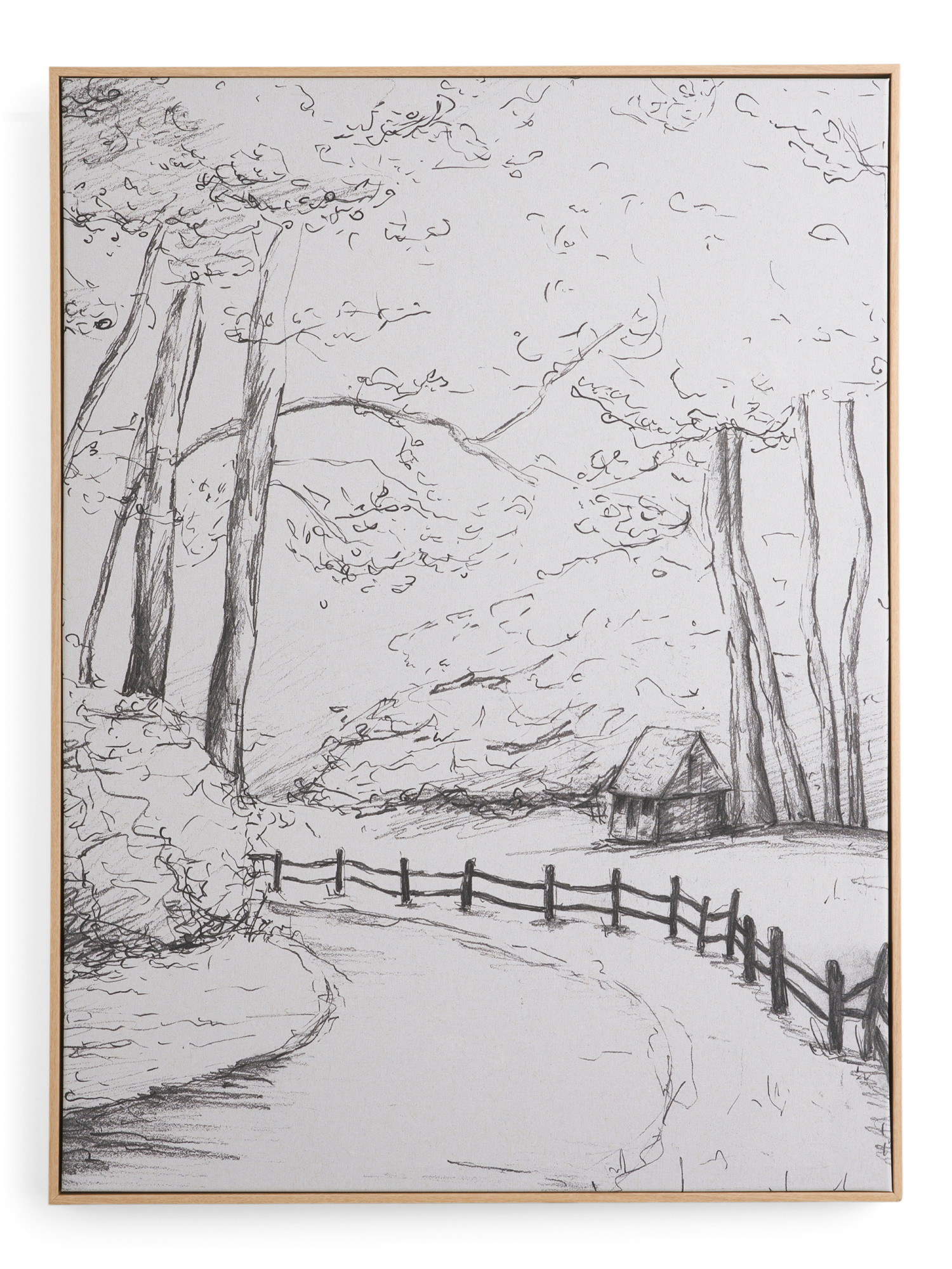 24x32 Forest Trail Sketch Framed Wall Art | TJ Maxx