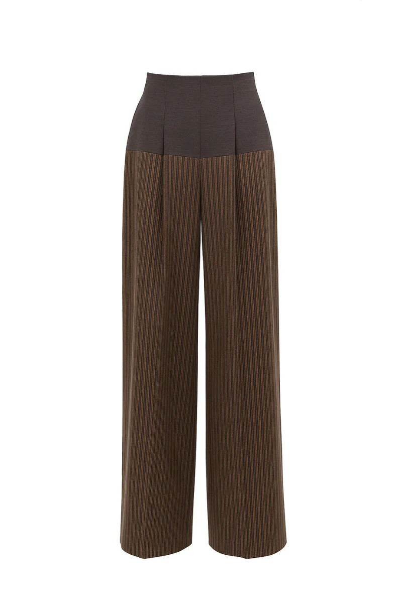 TWO-TONE WAIST PLEATED TROUSERS | LECIA | CULT MIA | CULT MIA UK LTD