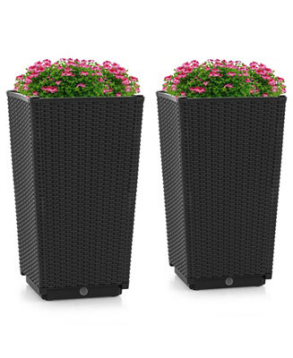 2PCS Outdoor Wicker Flower Pot 22.5''Tall Planters with Drainage Hole - Macy's | Macy's