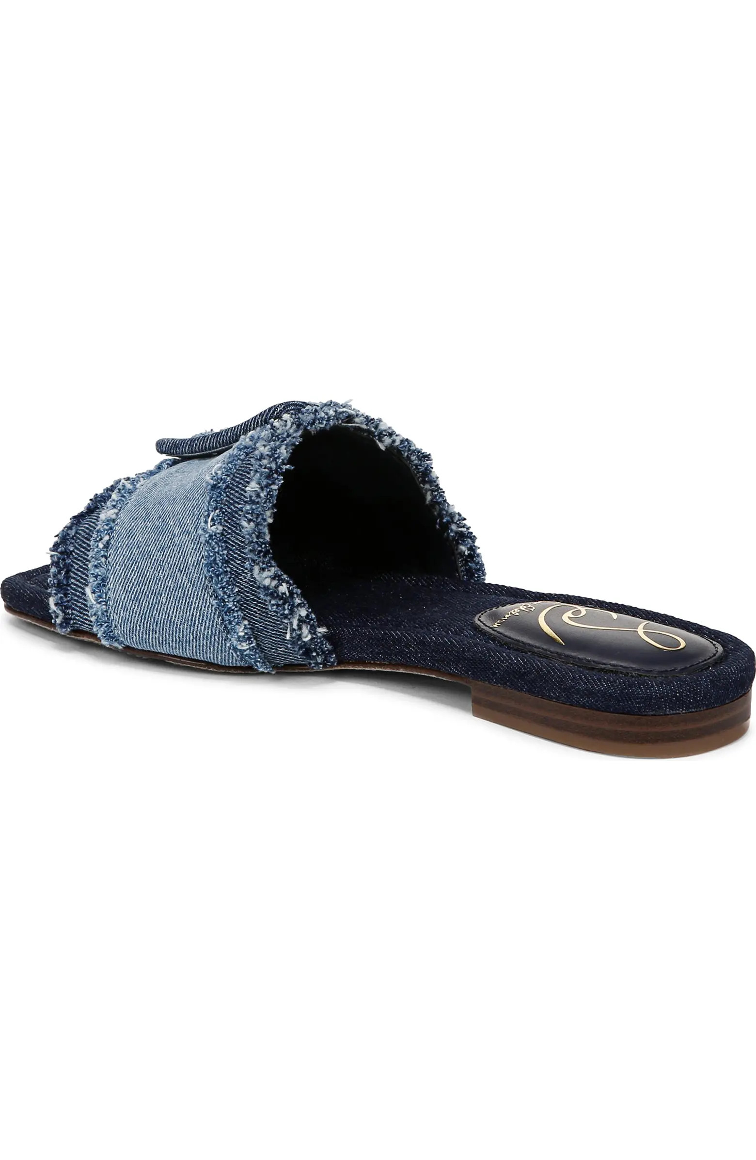 Bambi Fray Denim Buckle Slide Sandal (Women) | Nordstrom