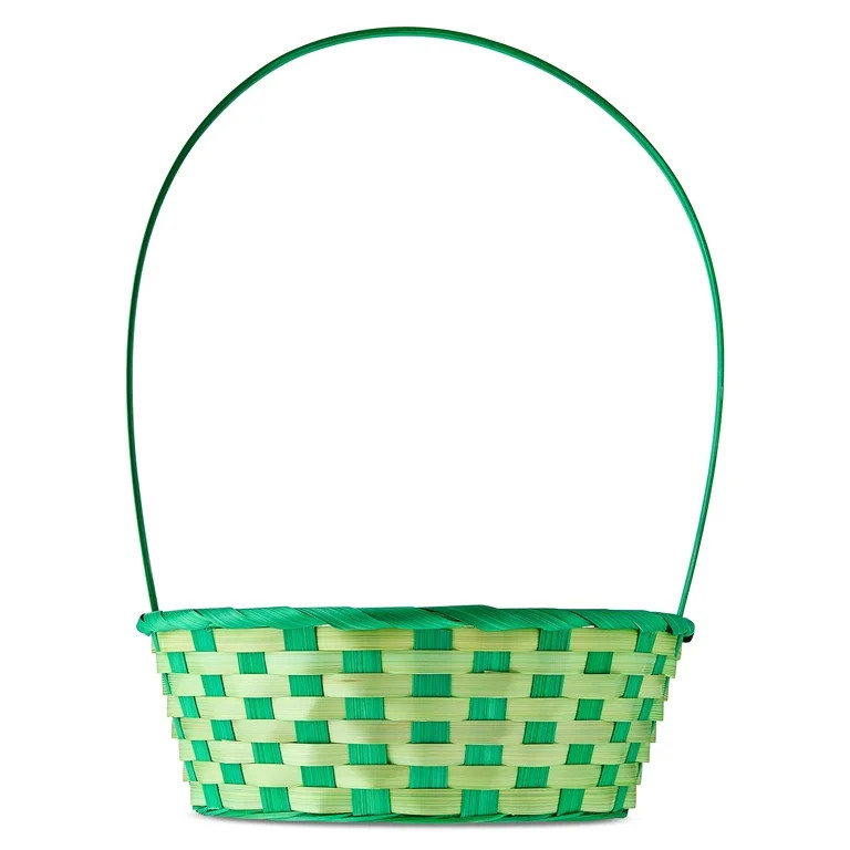 Round Bamboo Basket, Green, 10" x 15", Easter by Way To Celebrate | Walmart (US)