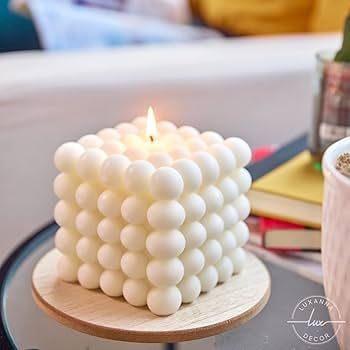 LUXANNA Large Decorative Scented Bubble Candle (White) - Handmade Aesthetic Candle for Home Decor... | Amazon (US)