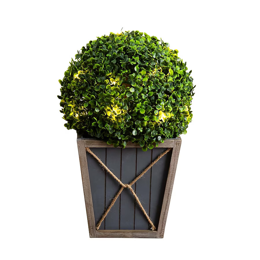 Nearly Natural 18-in Green Indoor/Outdoor Desktop Boxwood Artificial tree | Lowe's