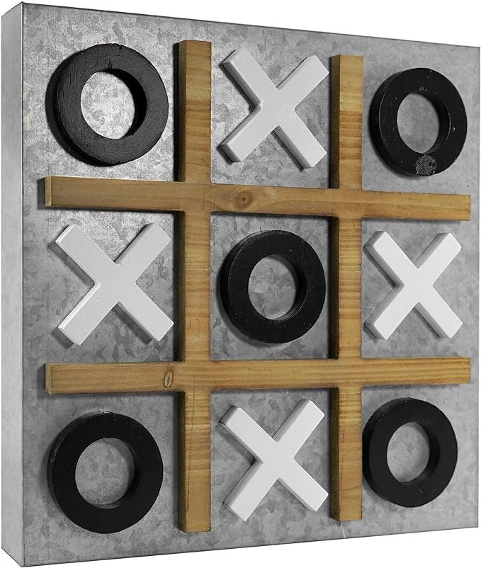 Magnetic Tic Tac Toe Wall and Tabletop Rustic Board Game Set for Family, Kids, Adults, Living Roo... | Amazon (US)