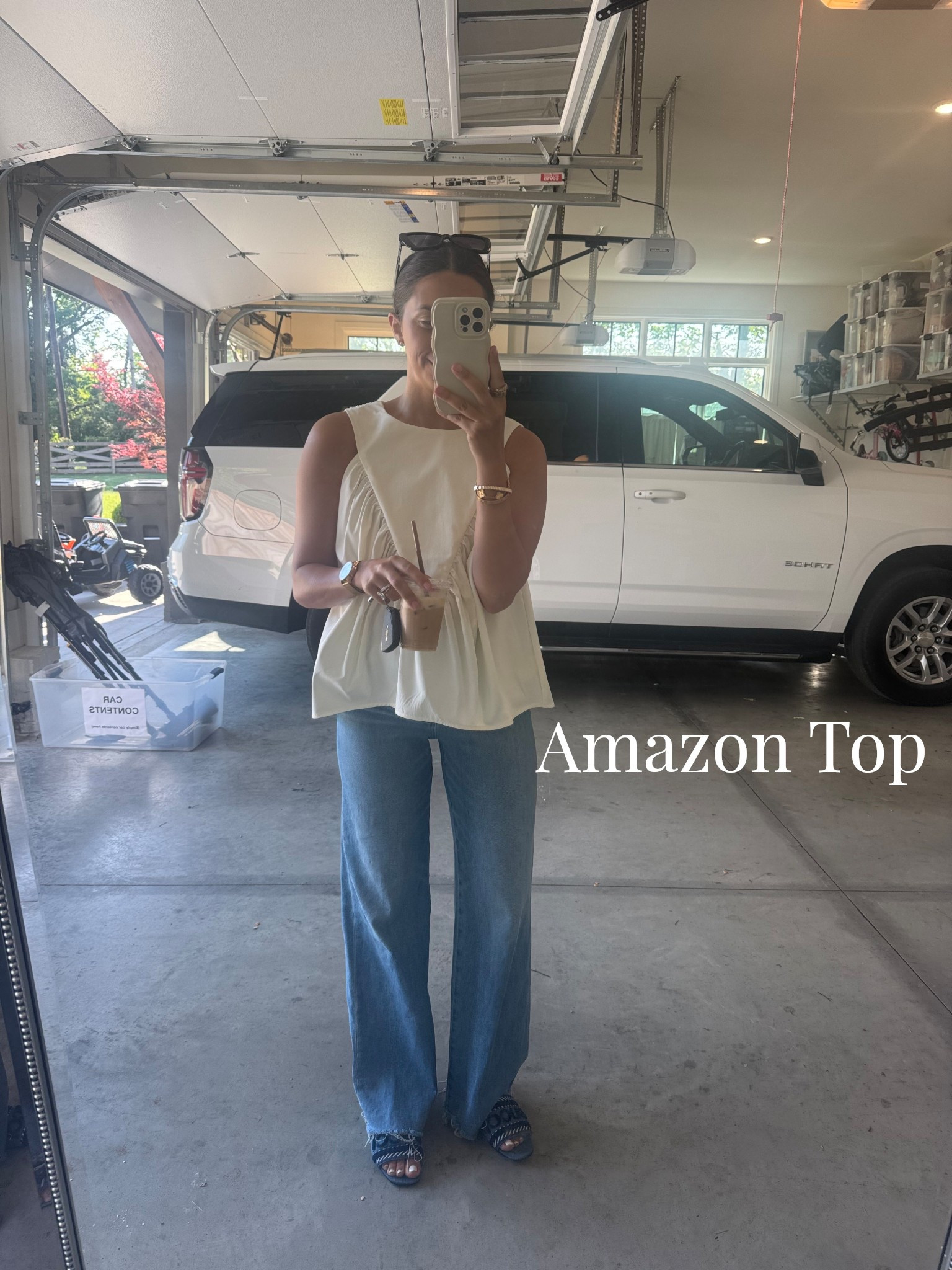 Top: medium
Jeans: 27

This Amazon top looks so similar to one of my other favorites but a fraction of the cost!