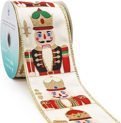CT CRAFT LLC Ivory Satin Toy Soldier with Wired Ribbon 2.5 Inch x 10 Yards for Christmas Home Dec... | Amazon (US)