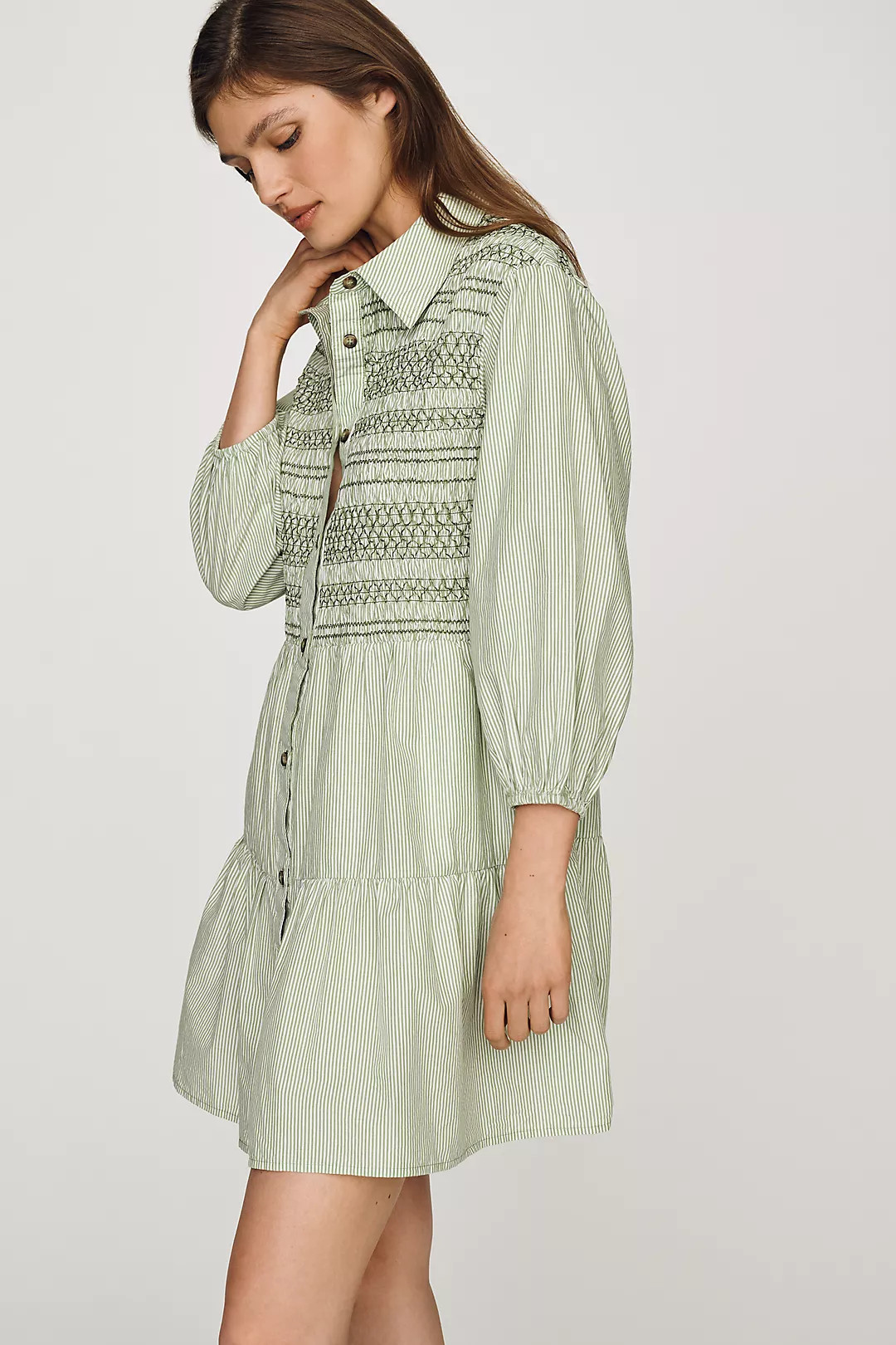 Maeve Bettina 100% Cotton Mini Shirtdress | Anthropologie (US)
