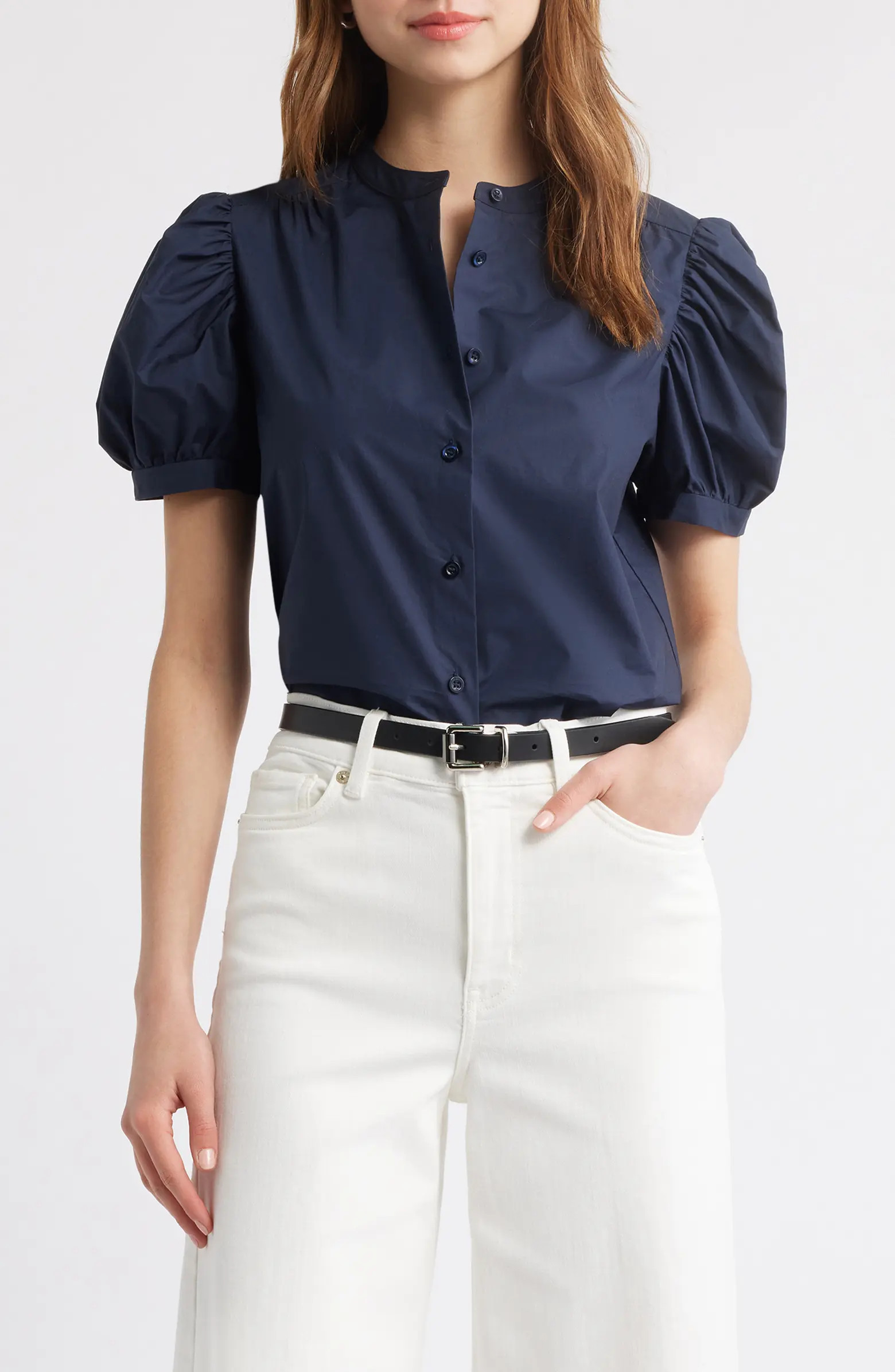 The Gathered Short Sleeve Button-Up Shirt | Nordstrom