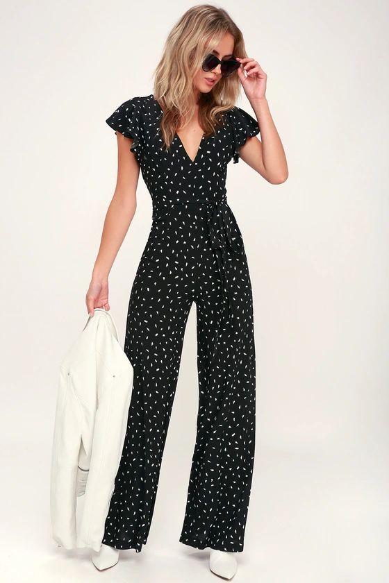 Fine Print Black and White Print Backless Jumpsuit | Lulus (US)