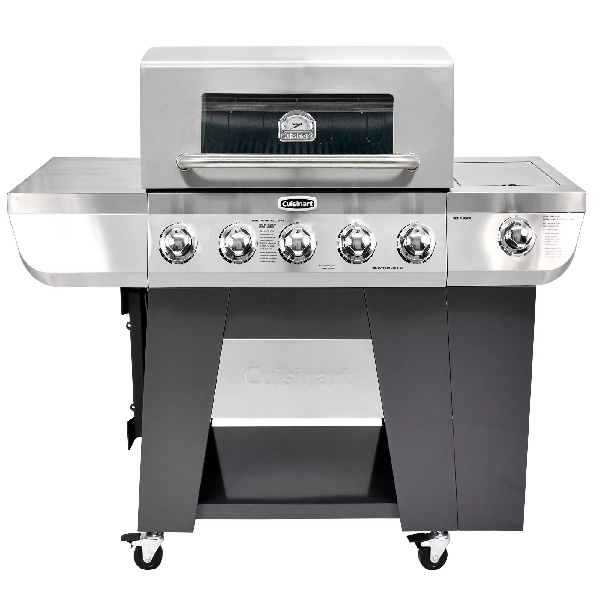 Cuisinart 3-In-1 Stainless Five-Burner Propane Gas Grill with Side Burner - Walmart.com | Walmart (US)