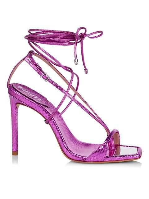 Vikki Lace-Up Snake-Embossed Stilettos | Saks Fifth Avenue (CA)