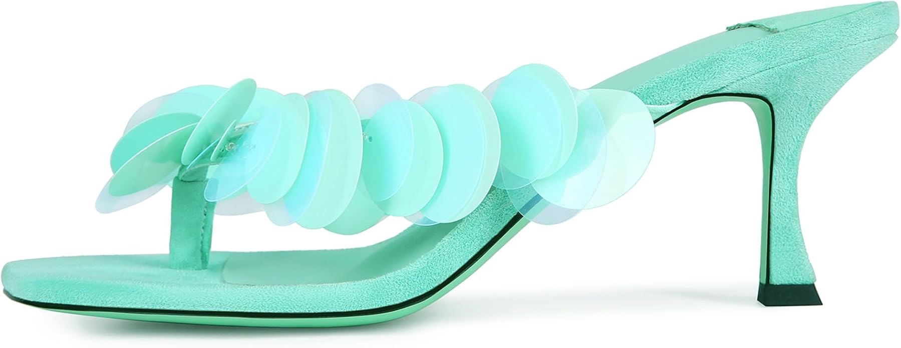 Kitten Heel Sandals for Women with Sequin Detailing Comfortable Slip on Open Toe Flip Flop Heel T... | Amazon (US)