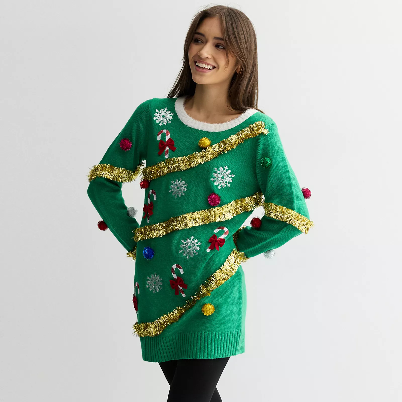 Women's Jollidays Long Sleeve Christmas Crewneck Sweater Tunic | Kohl's
