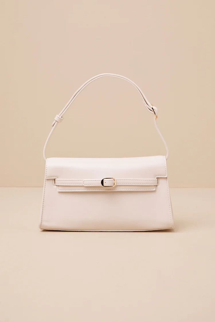 Calandra Bone Vegan Leather Shoulder Bag | Lulus