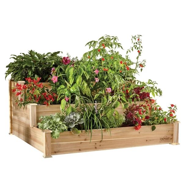 Expert Gardener 3-Tier Wood Garden Bed, 4 ft L x 4 ft W x 22 in H | Walmart (US)
