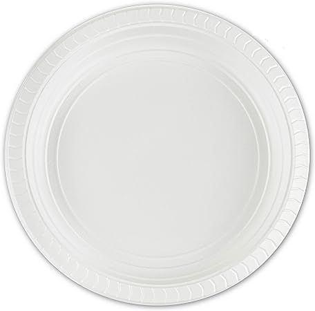 Plasticpro 7 inch Round Plastic Plates Microwaveable, Disposable, White, Dinnerware 200 Count | Amazon (US)