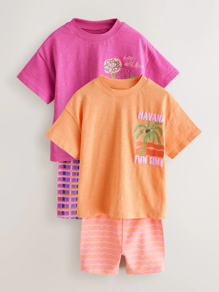 Pink/Orange Top & Cycle Shorts Set 2 Pack (3mths-7yrs) | Next US