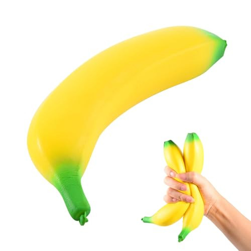 Jumbo Squishy Squeeze Toys, Realistic Strawberry Banana Duck Cheese Poop Squeeze for Anxiety Relief Slow Rising, Sensory Fidget Toy Gifts for Kids Adults Party Favor (Banana) | Amazon (US)
