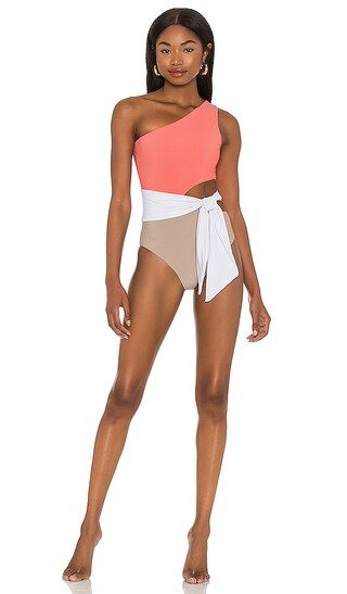 Carlie One Piece in Coral Colorblocked | Revolve Clothing (Global)
