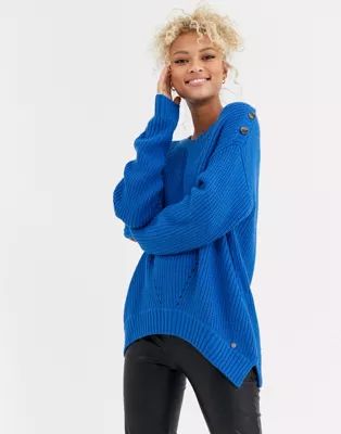 Blend She Summi button shoulder chevron knit sweater | ASOS US