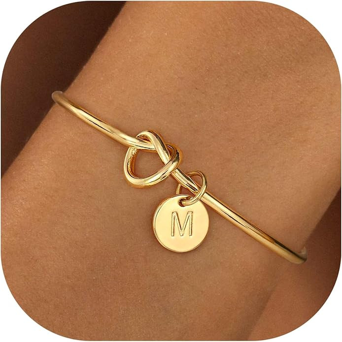 Ursteel Personalized Gold Initial Bracelet for Women - Dainty Gold Knot Letter A-Z Bracelets for ... | Amazon (US)