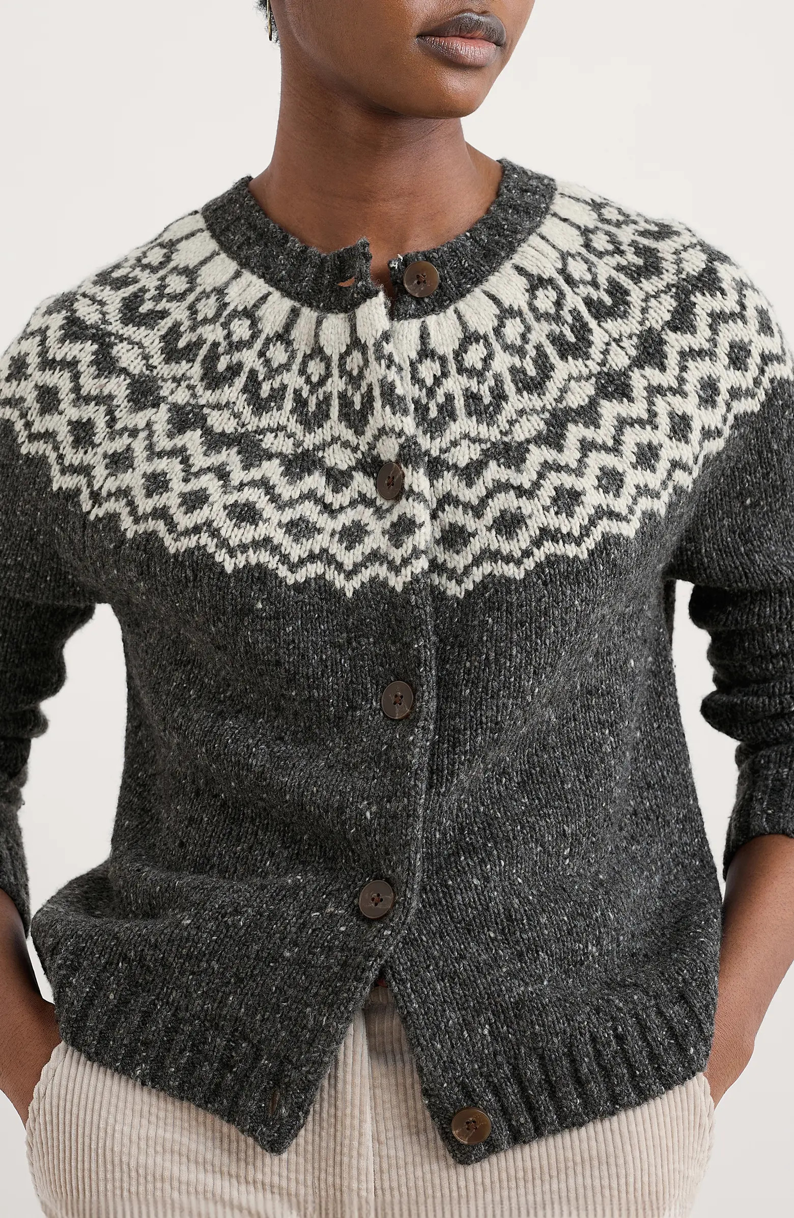 Port Kinnis Fair Isle Merino Wool Blend Cardigan | Nordstrom