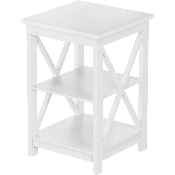 Rerii End Table, Side Table 2 Tier, Simple Bedside Nightstand, 2 Shelf Small Bookshelf Bookcase, Dis | Amazon (US)