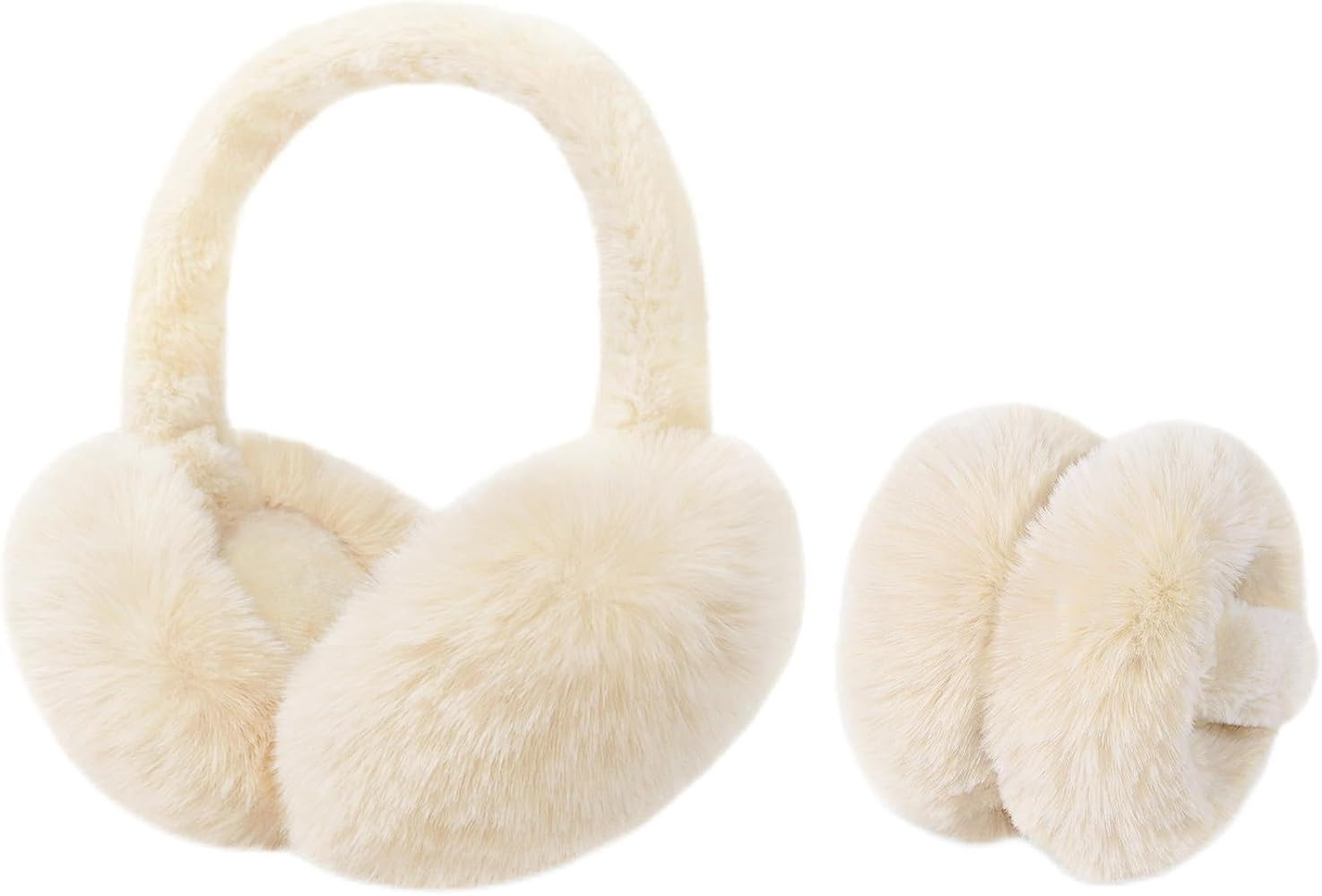 Ear Muffs for Women, Foldable Winter Faux Furry Earmuffs, Cold Weather Cute Soft Ear Warmer Cover... | Amazon (US)