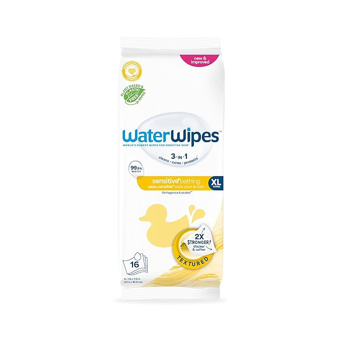 WaterWipes Sensitive+ Bathing Wipes, 3-In-1 Cleans, Cares, Protects, 99.9% Water, Unscented & Hyp... | Amazon (US)