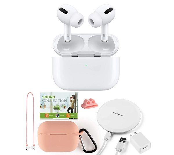 Apple AirPods Pro Headphones with Accessory Bundle and Voucher | QVC